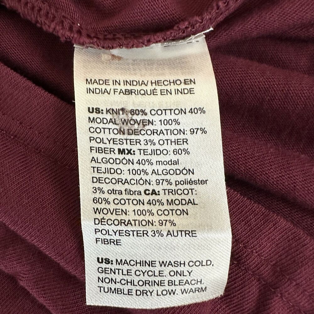 CHICO’S Burgundy Red Embroidered Sleeves Top Size LARGE (2) Womens - Picture 6 of 6